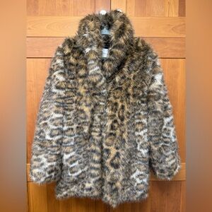 Rebecca Minkoff Faux Fur Coat in Brown and Black NEW $268